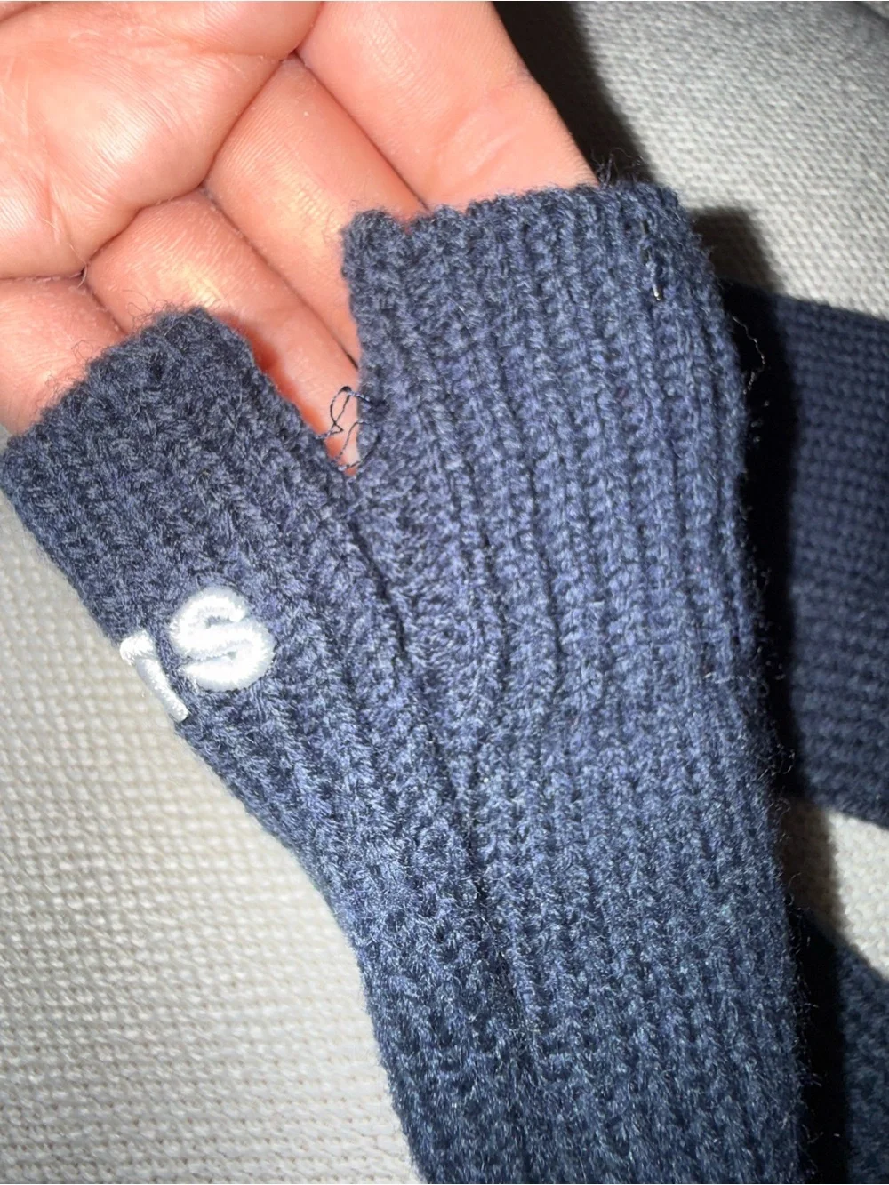 All Saints Collegiate Blue  Knit Logo Touchscreen Gloves